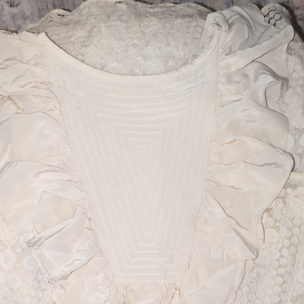 Elegant Cream Ruffle Mini Dress - Picture 3 of 6